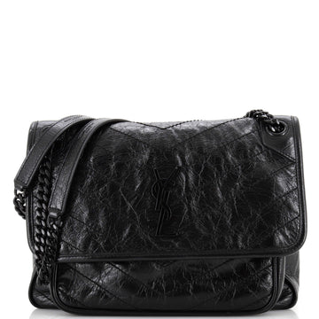 Saint Laurent Niki Chain Flap Bag Matelasse Chevron Leather Medium