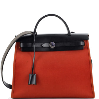 Hermes Herbag Zip Leather and Toile 31