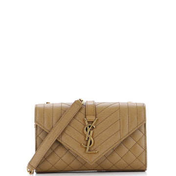 Saint Laurent Classic Monogram Envelope Satchel Mixed Matelasse Leather Small