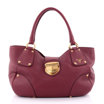 Prada Pushlock Tote Vitello Daino Medium Red 2464401