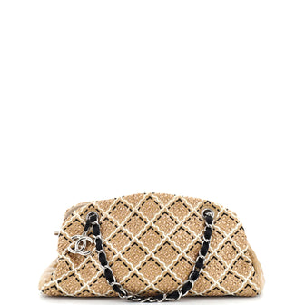 Chanel Just Mademoiselle Bag Woven Stitch Patent Medium
