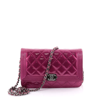 Chanel Boy Wallet on Chain Quilted Patent Pink 2464702
