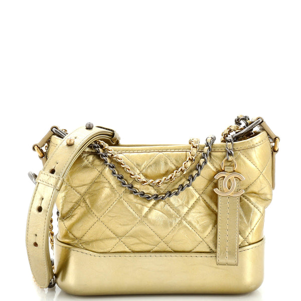 Chanel Gabrielle Hobo Quilted Aged Calfskin Small Gold 2464761