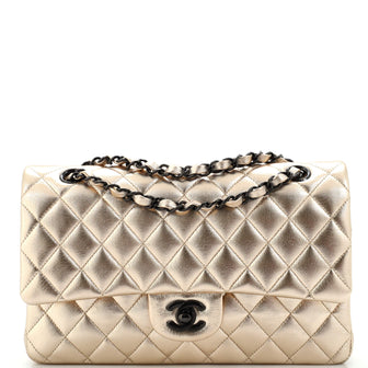 Chanel Classic Double Flap Bag Quilted Metallic Lambskin Medium