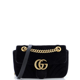 Gucci GG Marmont Flap Bag Matelasse Velvet Small