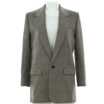 Saint Laurent Women's Houndstooth Single Button Blazer Wool Blend