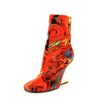 Fendi Women's First Ankle Booties Printed Fabric