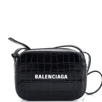 Balenciaga Everyday Camera Bag Crocodile Embossed Leather XS