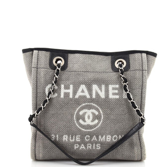 Chanel North South Deauville Tote Canvas Small