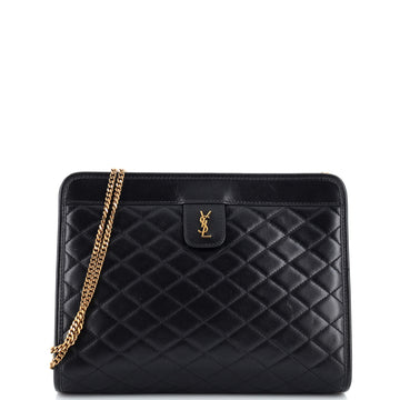 Saint Laurent Victoire Chain Clutch Quilted Leather