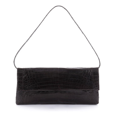 Nancy Gonzalez Convertible Flap Clutch Crocodile Long Black 2465703
