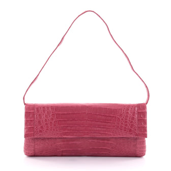 Nancy Gonzalez Convertible Flap Clutch Crocodile Long Pink 2465704
