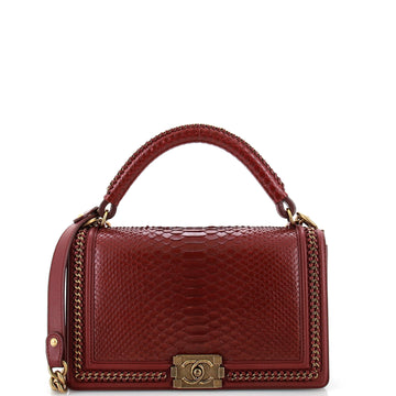 Chanel Chain Handle Boy Flap Bag Python New Medium