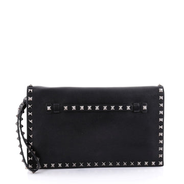 Valentino Rockstud Flap Clutch Leather Black 2466001