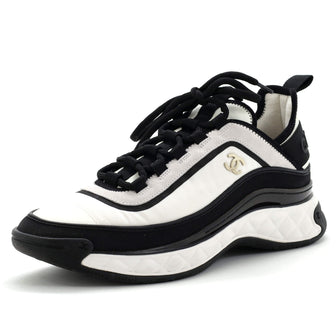 Chanel Women's CC Cap Toe Logo Sneakers Mixed Fibers