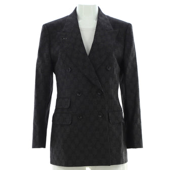Gucci Women's Double Breasted Blazer GG Wool Jacquard