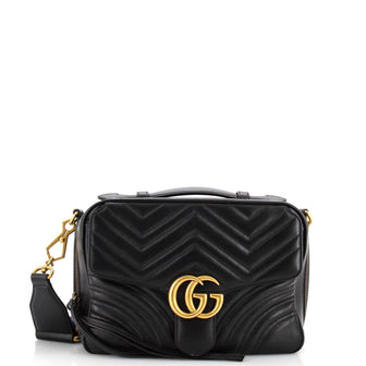 Gucci GG Marmont Zip Around Camera Bag Matelasse Leather Small