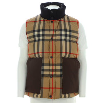 Burberry Men's Two Pocket Puffer Vest Printed Check Polyester and Cotton with Down