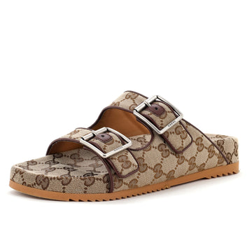 Gucci Women's Buckle Slide Sandals GG Canvas