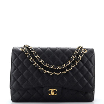 Chanel Classic Double Flap Bag Quilted Caviar Maxi