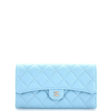 Chanel Trifold Classic Flap Wallet Quilted Caviar Long
