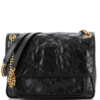 Saint Laurent Niki Chain Flap Bag Matelasse Chevron Leather Medium