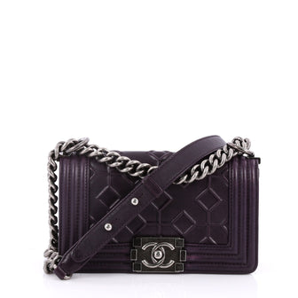 Chanel Boy Flap Bag Embossed Calfskin Small Purple 2467702