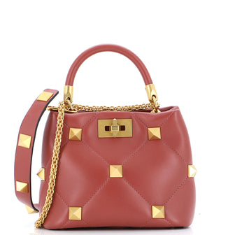 Valentino Garavani Roman Stud Top Handle Bag Quilted Leather Small