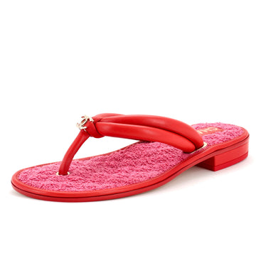 Chanel Women's Interlocking CC Thong Sandals Leather