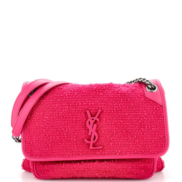 Saint Laurent Niki Chain Flap Bag Matelasse Chevron Tweed Medium