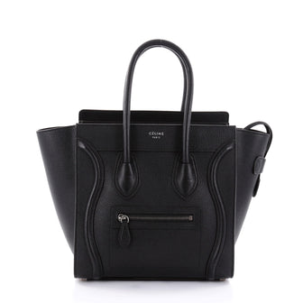 Celine Luggage Handbag Grainy Leather Micro Black 2468301