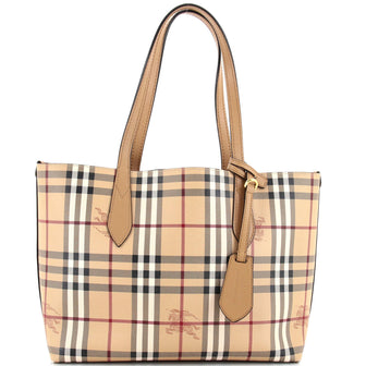 Burberry Reversible Tote Haymarket Coated Canvas and Leather Medium