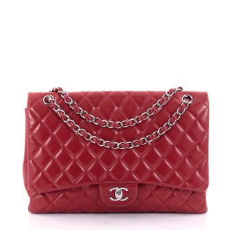 Chanel Classic Single Flap Bag Quilted Lambskin Maxi Red 2468613