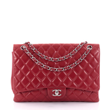 Chanel Classic Single Flap Bag Quilted Lambskin Maxi Red 2468613