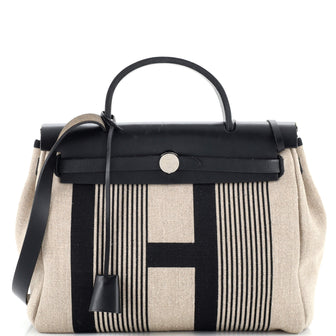 Hermes Herbag Zip H Vibration Toile and Leather 31