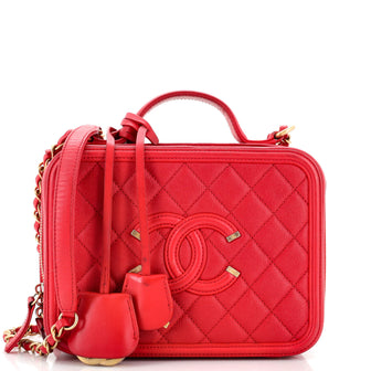 Chanel Filigree Vanity Case Quilted Caviar Medium