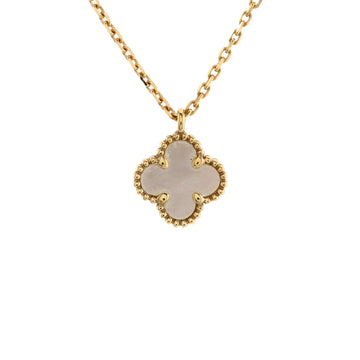 Van Cleef & Arpels Sweet Alhambra Pendant Necklace 18K Yellow Gold and Mother of Pearl