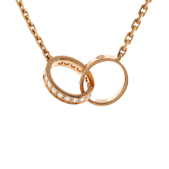 Cartier Love Interlocking Necklace 18K Rose Gold with Diamonds