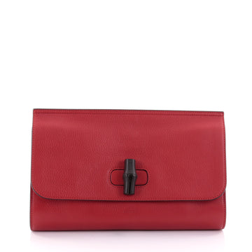 Gucci Bamboo Daily Clutch Leather Red 2468803