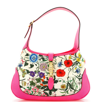 Gucci Jackie Hobo Flora Canvas with Leather Medium