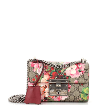 Gucci Padlock Shoulder Bag Blooms Print GG Coated Canvas Small