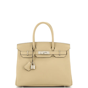 Hermes Birkin Handbag Light Togo with Palladium Hardware 30