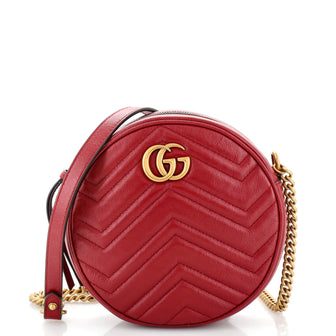 Gucci GG Marmont Round Shoulder Bag Matelasse Leather Mini