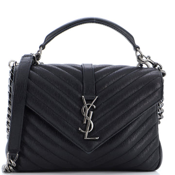 Saint Laurent Classic Monogram College Bag Matelasse Chevron Leather Medium