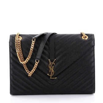 Saint Laurent Classic Monogram Satchel Matelasse Chevron Black  2469401