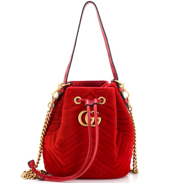 Gucci GG Marmont Bucket Bag Matelasse Velvet Small