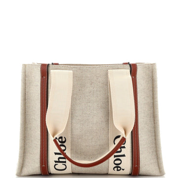 Chloe Woody Tote Canvas with Leather Medium