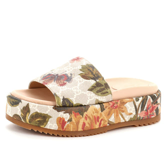 Gucci Women's Angelina Platform Slide Sandals Printed GG Coated Canvas