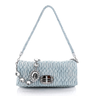 Miu Miu Crystal Clutch Matelasse Leather Medium Blue 2469901