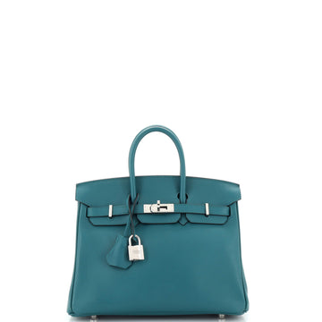 Hermes Birkin Handbag Green Swift with Palladium Hardware 25